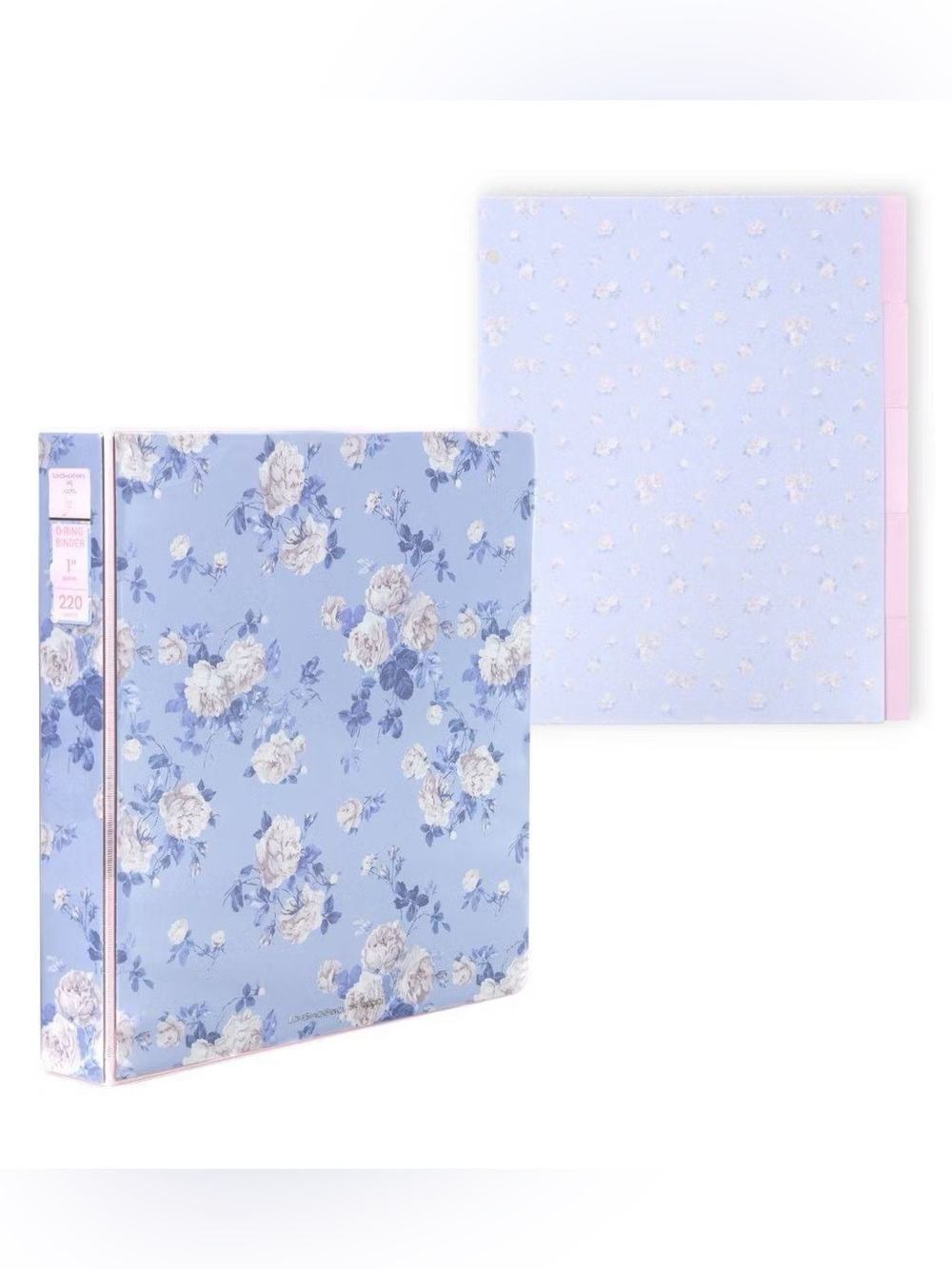 LoveShackFancy Blue Binder with Everblooming Rosettes Rose Print